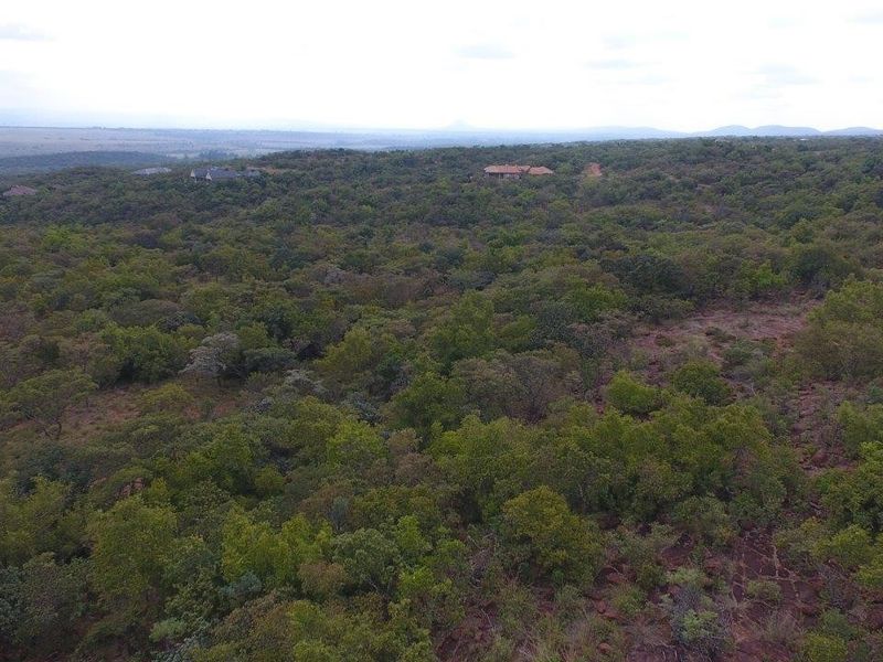 An aerial view of a large, undeveloped residential land parcel featuring dense native vegetation and natural terrain.