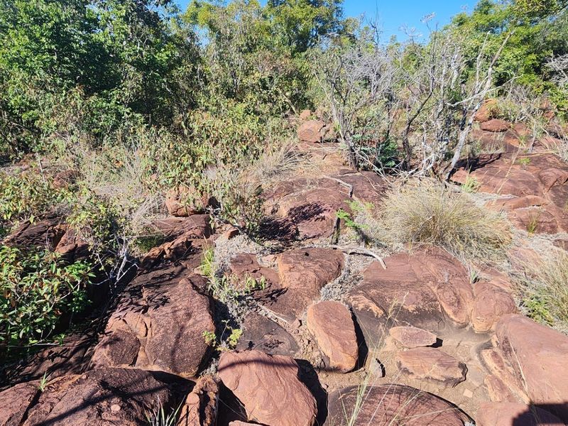 A view of the natural landscape featuring rocky terrain and native bushveld vegetation on the vacant residential property.