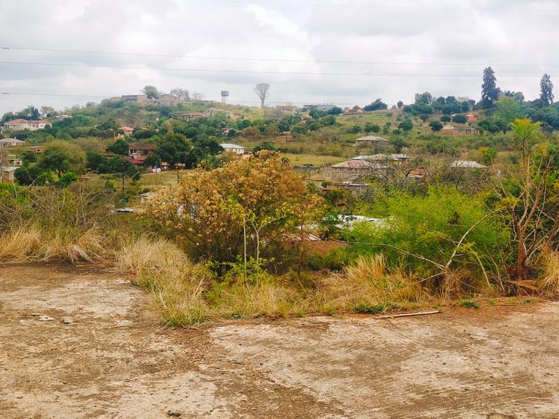 A wide-angle view overlooking a residential landscape from a concrete slab, showcasing the surrounding neighborhood and natural terrain.