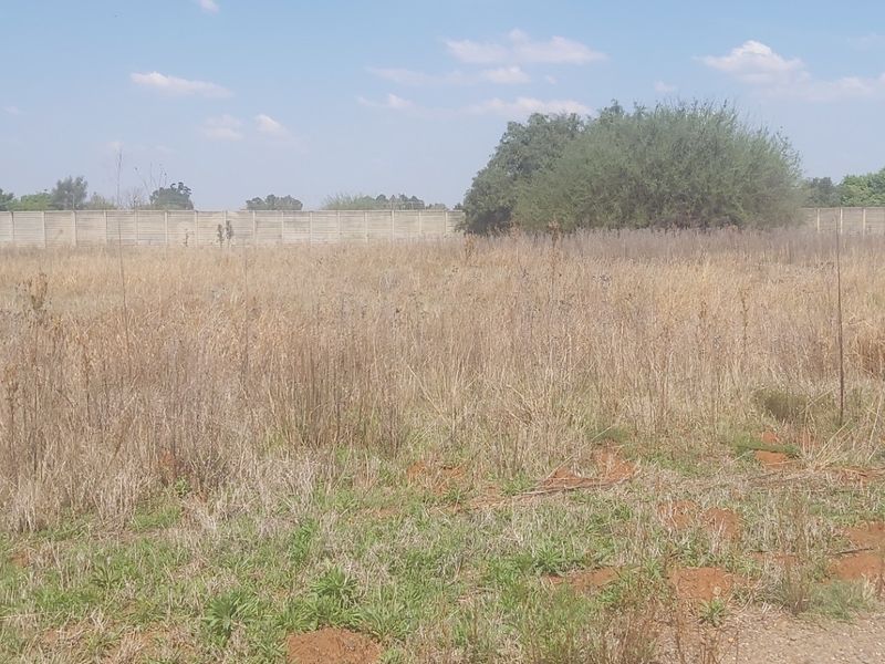 A vacant residential plot featuring dry grass and a precast concrete boundary wall at the rear.