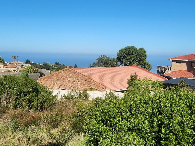 A scenic elevated view overlooking a residential neighborhood with a clear coastal horizon in the background.