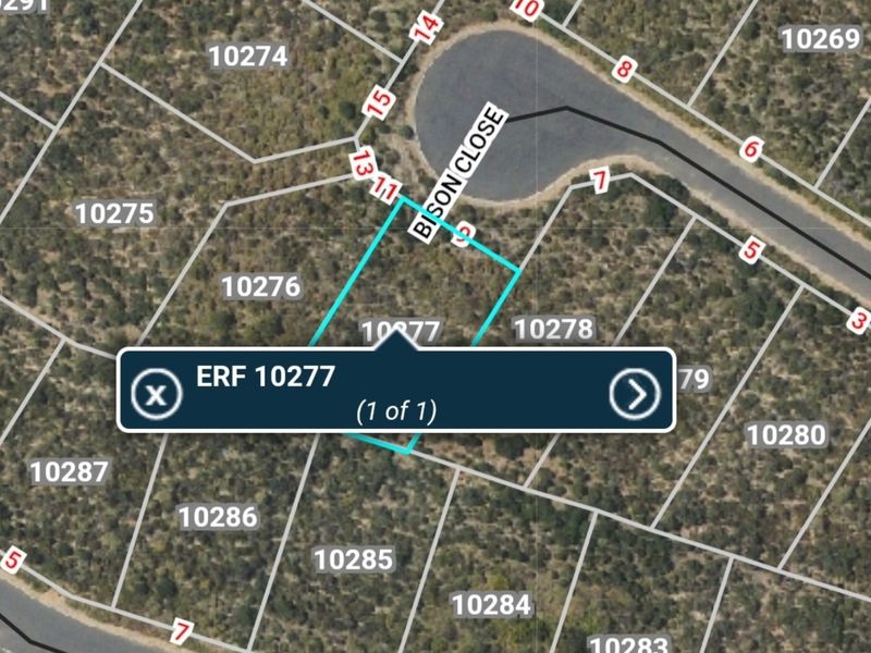 Aerial map view highlighting the boundaries and location of Erf 10277 within the residential estate.