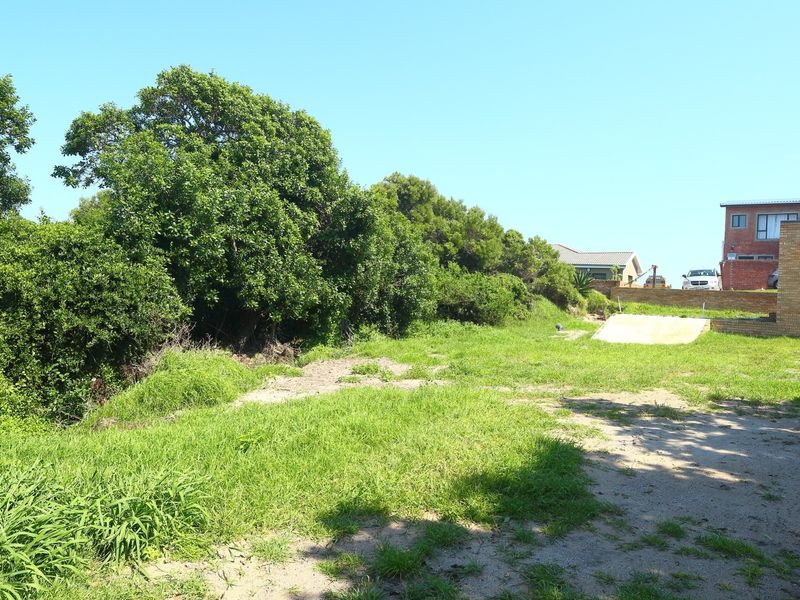 A view of the residential vacant land featuring a grass lawn, mature trees, and a brick retaining wall bordering the adjacent property.