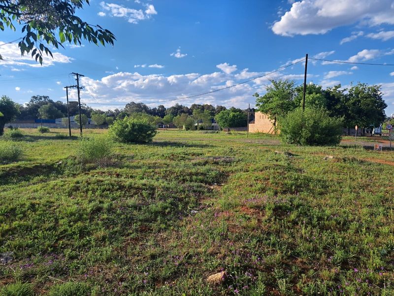A vacant residential plot featuring natural grass coverage, utility poles, and overhead power lines, offering a clear space for potential development.