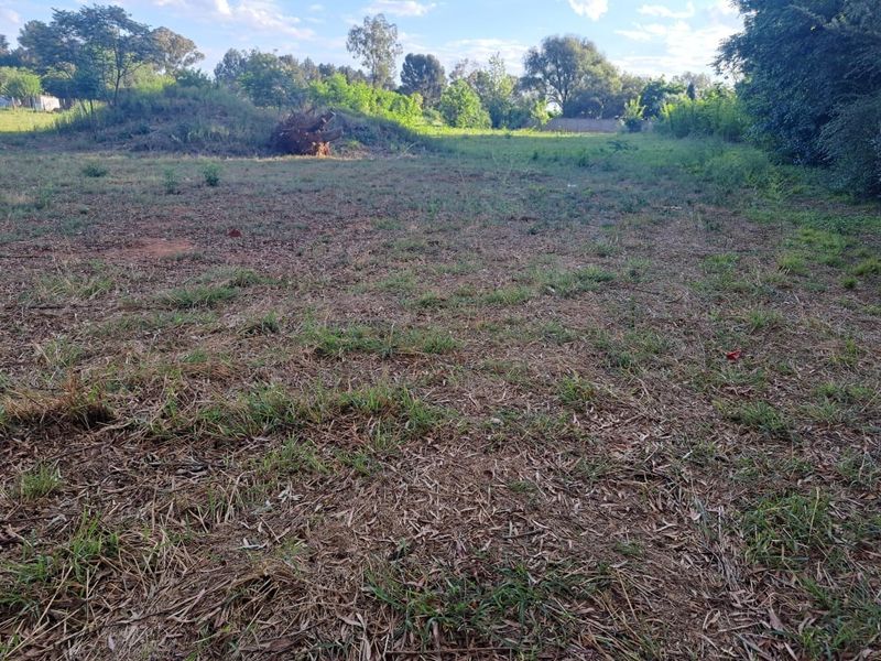 A view of a vacant residential plot featuring cleared land, natural grass, and mature trees along the perimeter.