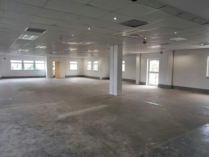 A large, open-plan office space featuring a suspended ceiling, structural columns, and ample natural light from multiple windows, ready for custom fit-out.