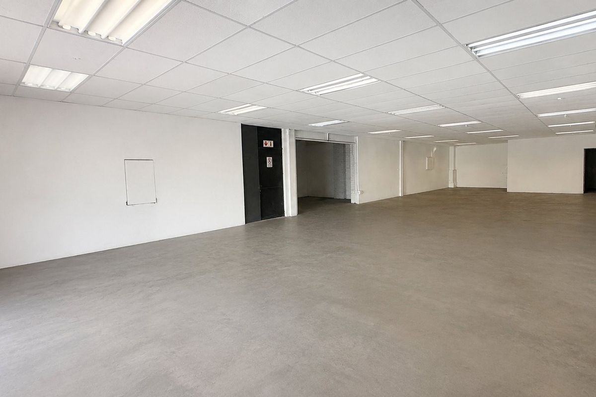 A spacious, open-plan commercial unit featuring a clean concrete floor, suspended ceiling with integrated lighting, and neutral white walls, ready for custom fit-out.