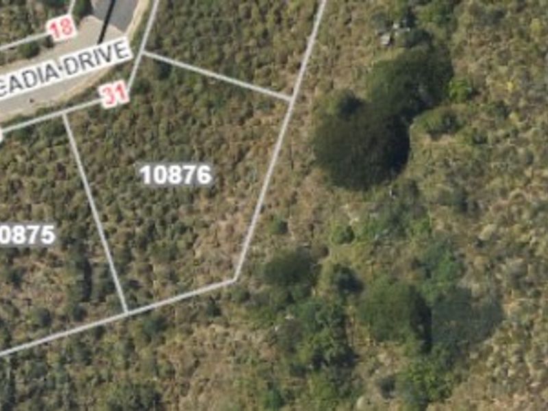 Aerial view showing the cadastral boundaries and street access for the vacant residential land plot.
