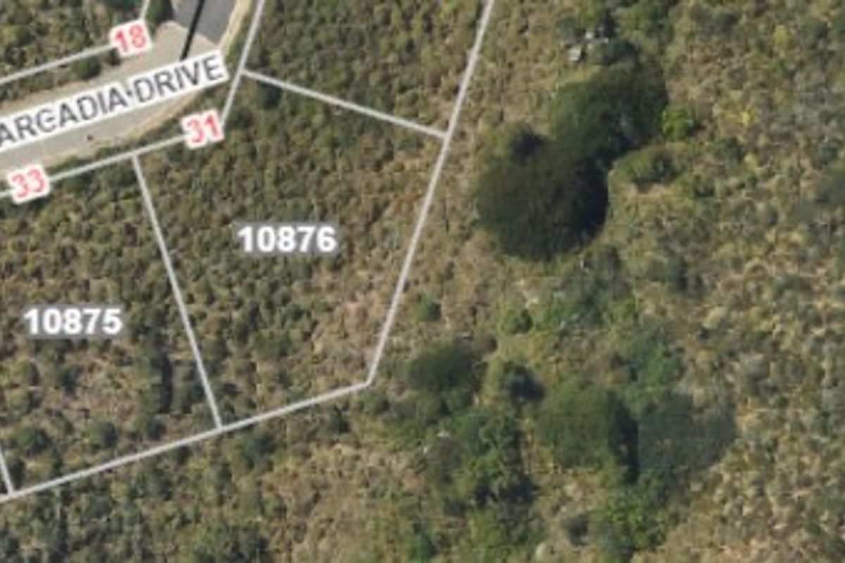 Aerial view showing the cadastral boundaries and street access for the vacant residential land plot.