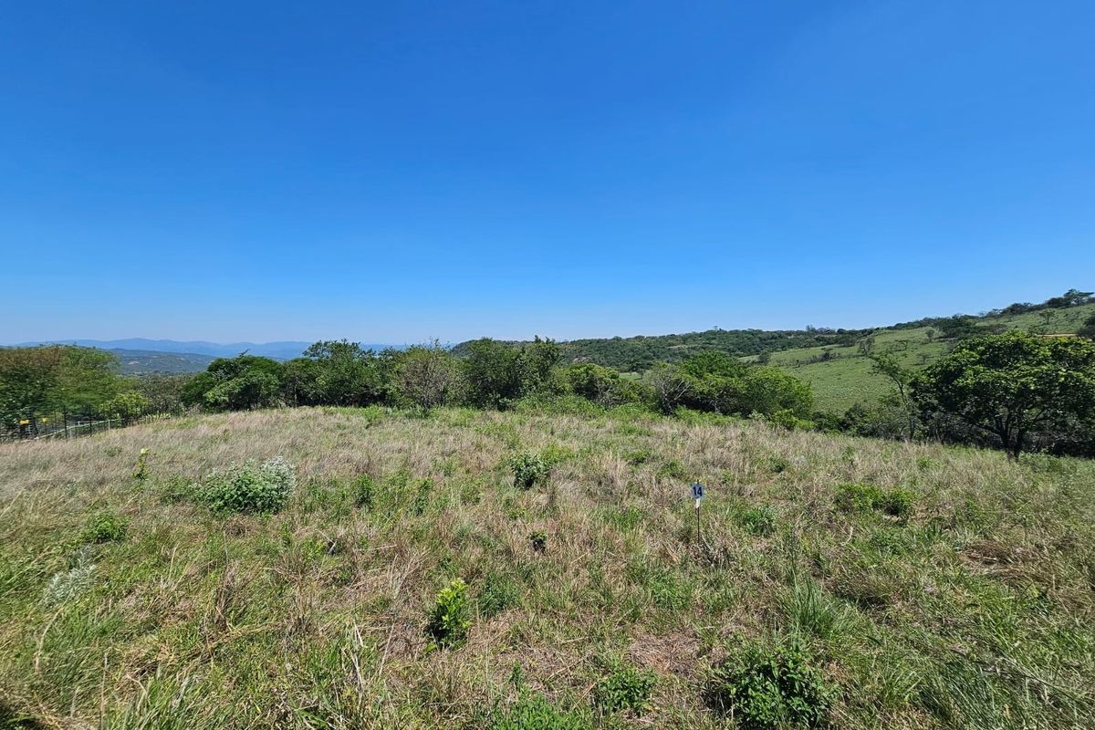 A wide-angle view of the vacant residential land, showcasing the natural landscape, surrounding vegetation, and clear horizon.