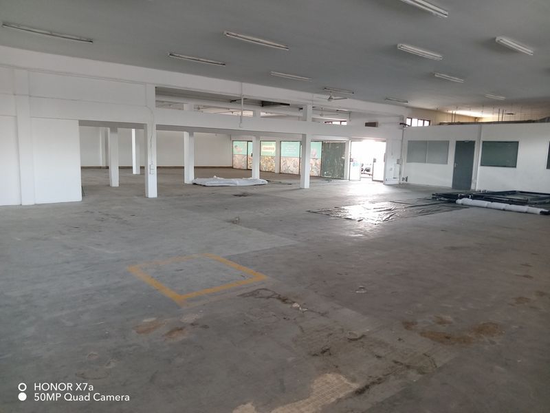 A large, open-plan retail space featuring concrete flooring, support columns, and overhead fluorescent lighting, suitable for various commercial or retail configurations.
