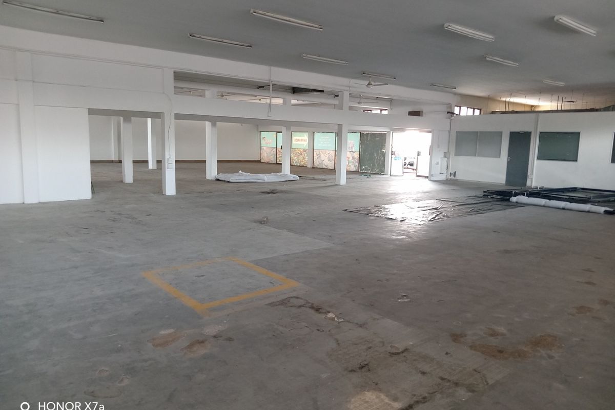 A large, open-plan retail space featuring concrete flooring, support columns, and overhead fluorescent lighting, suitable for various commercial or retail configurations.