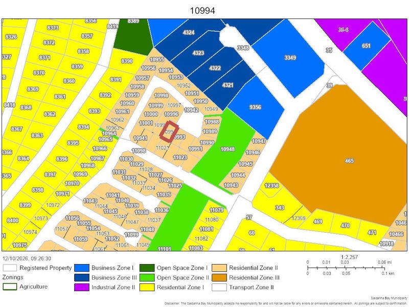 A zoning map illustrating the residential and business land use designations for the specified property area.