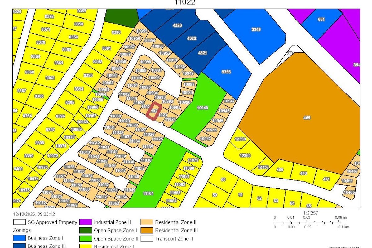 A detailed zoning map illustrating the layout and land use designations for the residential property area.