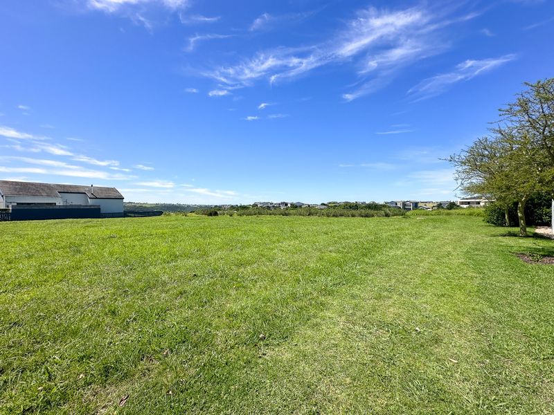 A wide, open grassy plot of land with established trees and distant residential views, suitable for development.