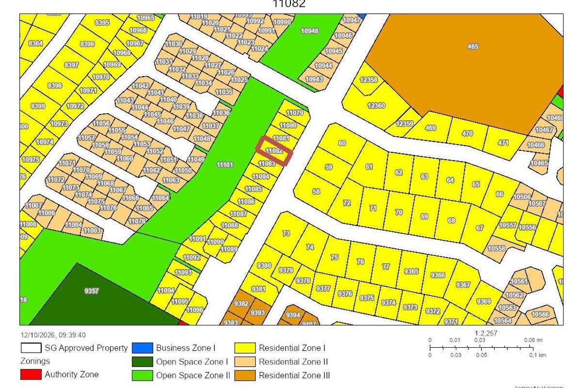 A detailed zoning map illustrating the layout and designated land use zones for the residential property area.