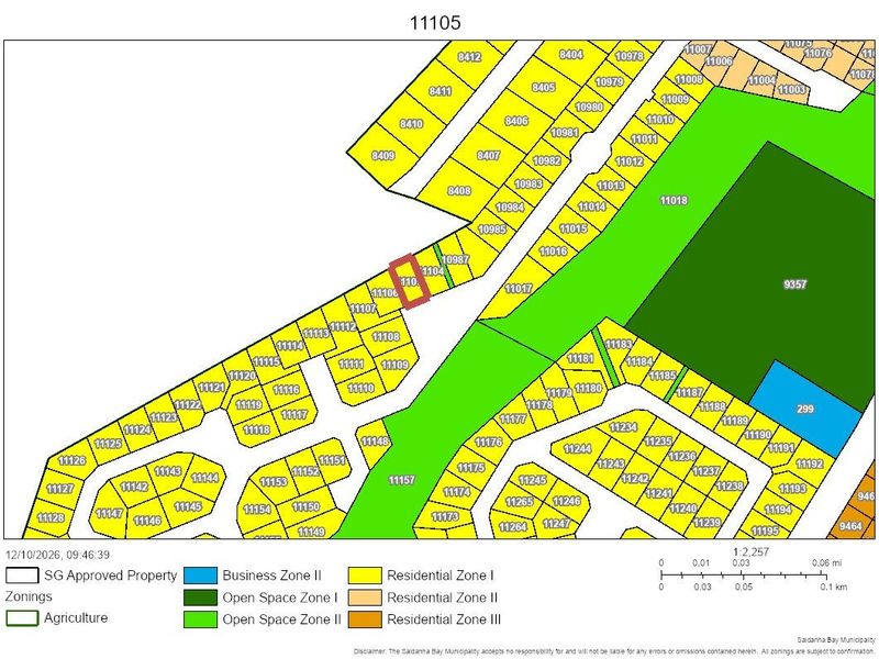 A detailed cadastral map showing residential and business zoning for the property development area.