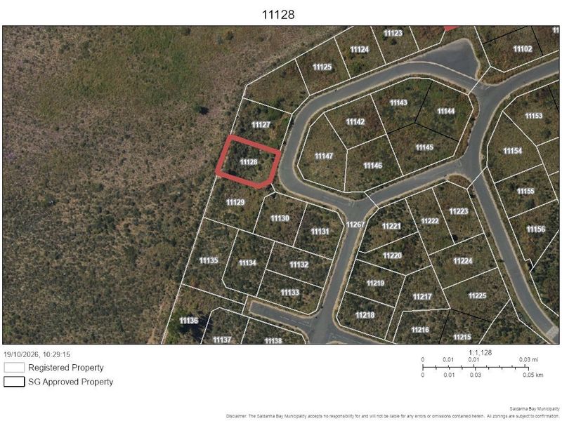 An aerial cadastral map showing the location and boundaries of vacant residential plot 11128 within the estate layout.