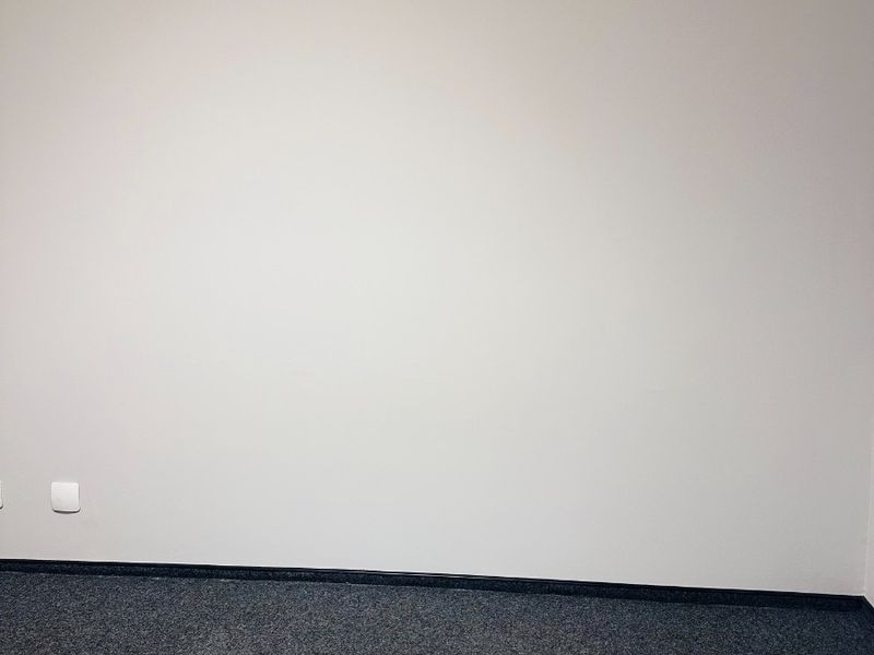A clean, empty office space featuring neutral walls, carpeted flooring, and a suspended ceiling, providing a versatile environment for professional use.