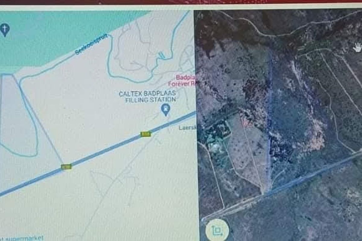 An aerial map view showing the location and surrounding landscape of the farm property.