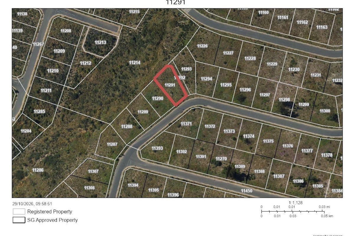An aerial cadastral map showing the boundaries and location of the residential property plot 11291 within the estate.