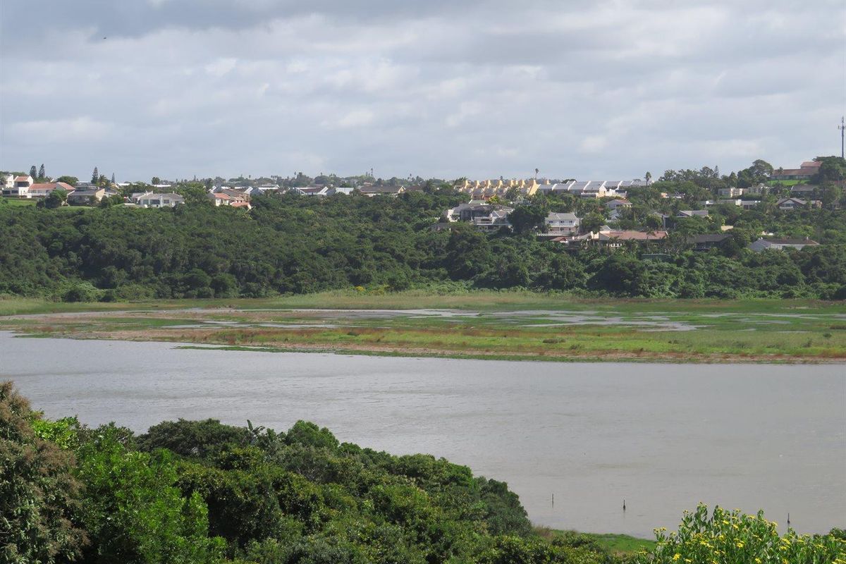 A scenic elevated view overlooking a tranquil river estuary and lush natural vegetation with residential properties visible in the distance.