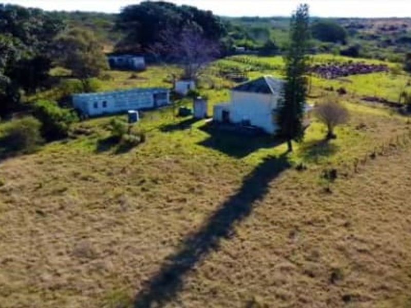 Aerial view of a rural farm property featuring a main dwelling and secondary outbuildings set within a large, open landscape.