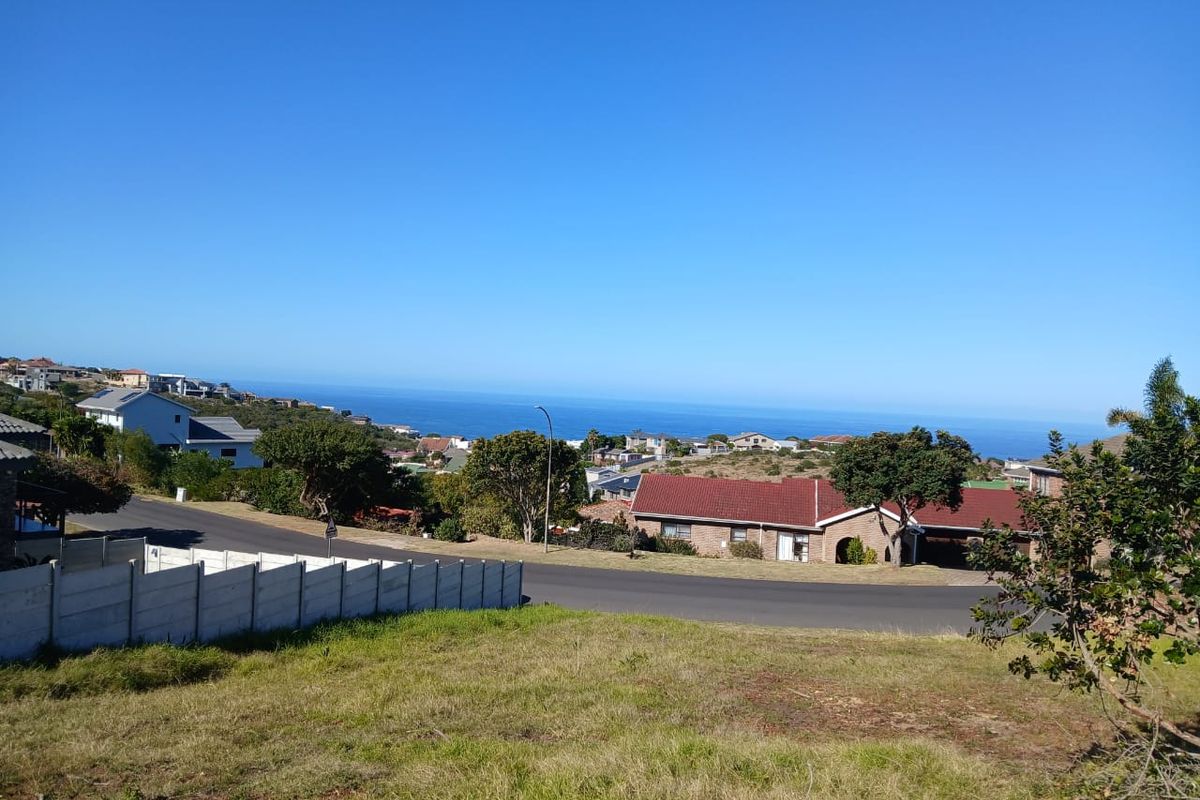 A scenic elevated view overlooking a residential neighborhood with a clear horizon line of the ocean in the distance.