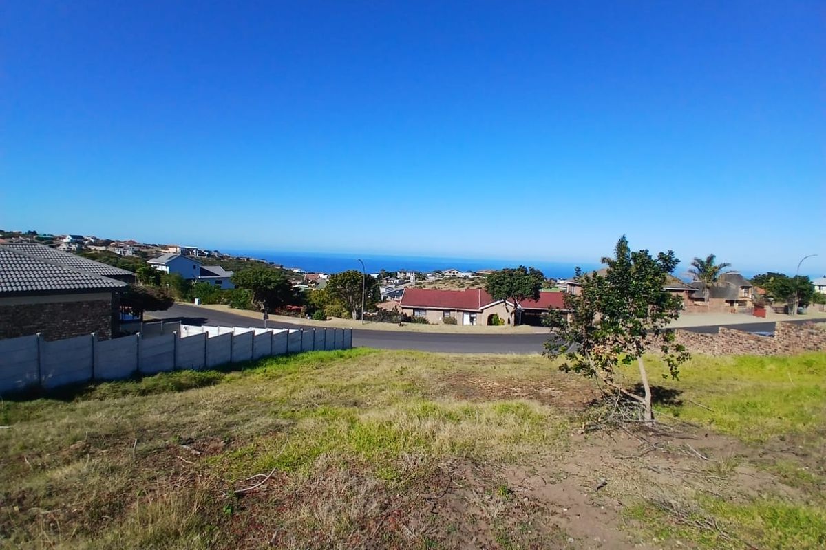 A scenic view overlooking a residential neighborhood with a clear coastal horizon in the distance.