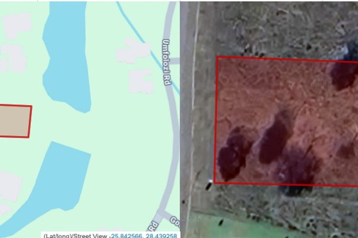 An aerial view and map location showing the boundaries of the vacant residential land plot.