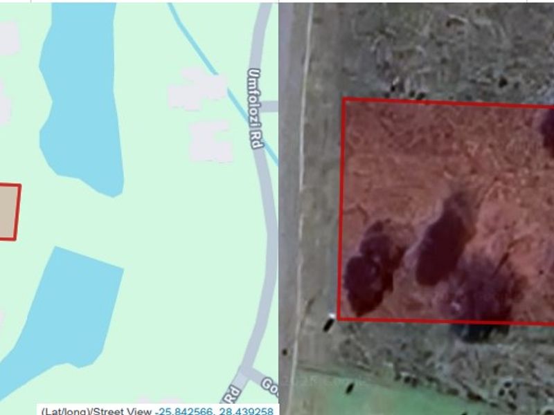 An aerial view and map location showing the boundaries of the vacant residential land plot.