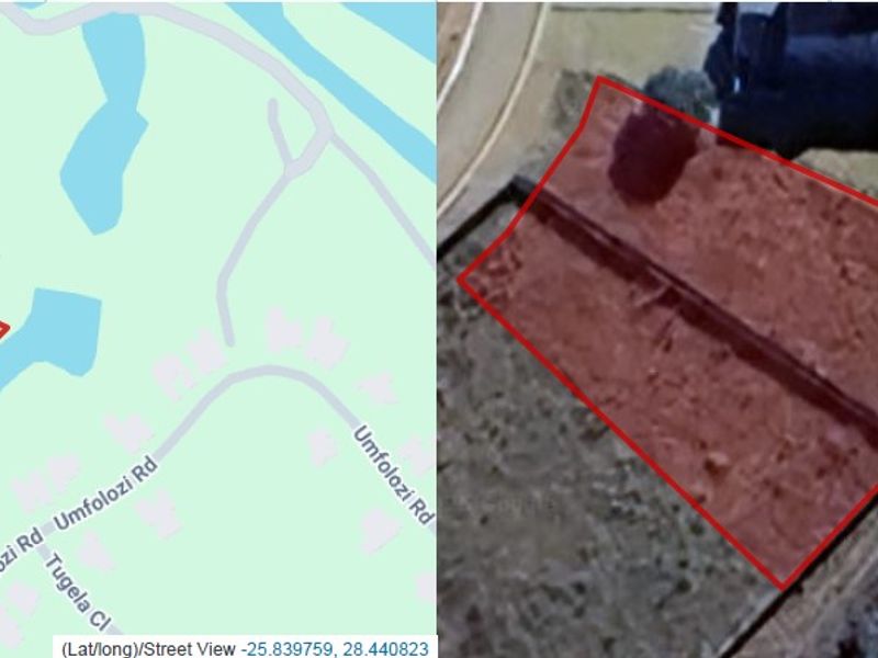 An aerial view showing the boundaries of a vacant residential land plot.