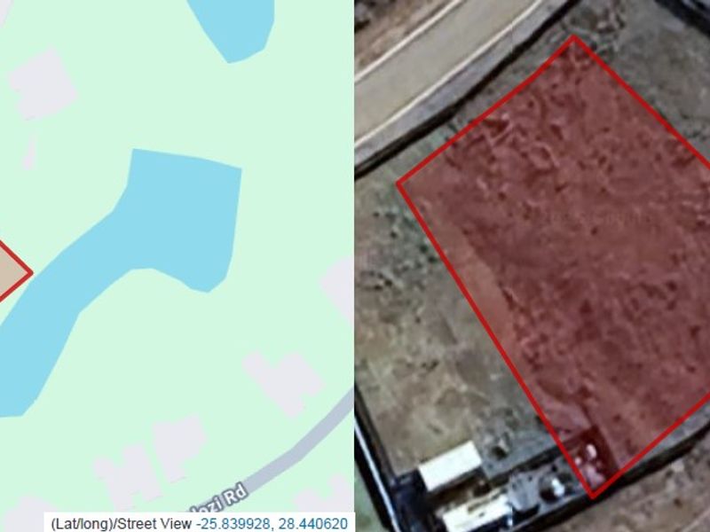 An aerial view showing the layout and boundaries of the vacant residential land plot.