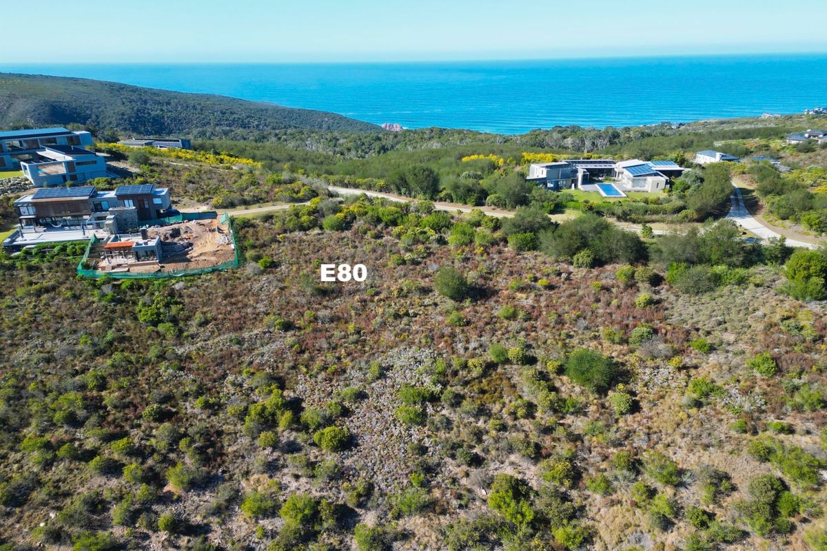 Aerial view of a vacant residential plot in a coastal estate, surrounded by established luxury homes and natural vegetation.