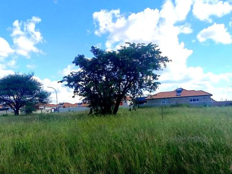 A view of a vacant residential plot featuring mature trees and natural grassland, situated in a developed neighborhood.