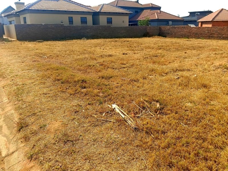 A vacant residential plot featuring dry grass and a perimeter brick boundary wall, situated in a developed residential area.
