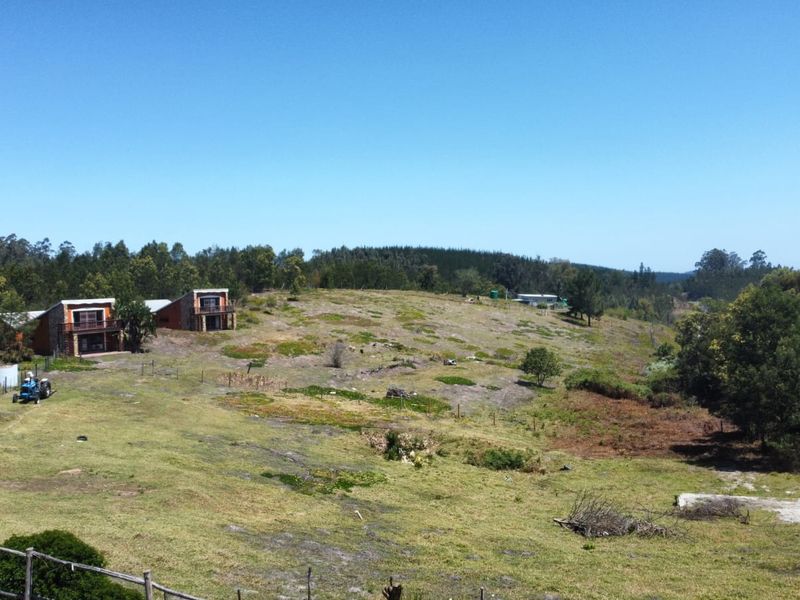 An aerial view of the farm property, showcasing the expansive landscape, open fields, and existing residential structures set against a natural backdrop.