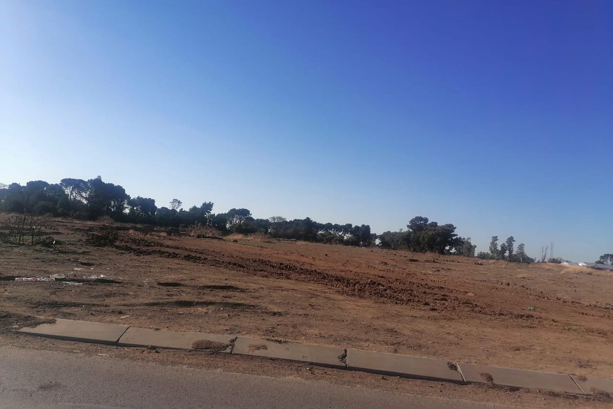A vacant residential plot of land featuring a concrete curb and direct access to an asphalt road, ready for development.