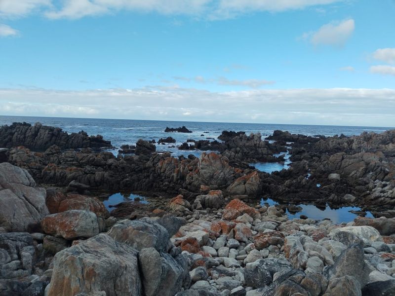 A scenic view of the rocky coastline and ocean, showcasing the natural landscape of the vacant residential property.