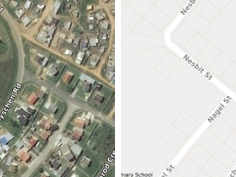 An aerial view and map location of the vacant residential land plot situated near Nesbit Street and Nyschen Road.