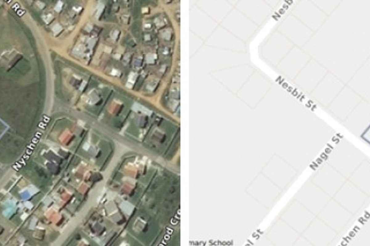An aerial view and map location of the vacant residential land plot situated near Nesbit Street and Nyschen Road.