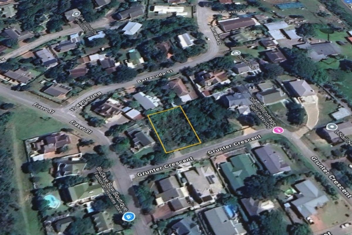An aerial view showing a vacant residential land plot located on Grunter Crescent, surrounded by established residential properties and local amenities.