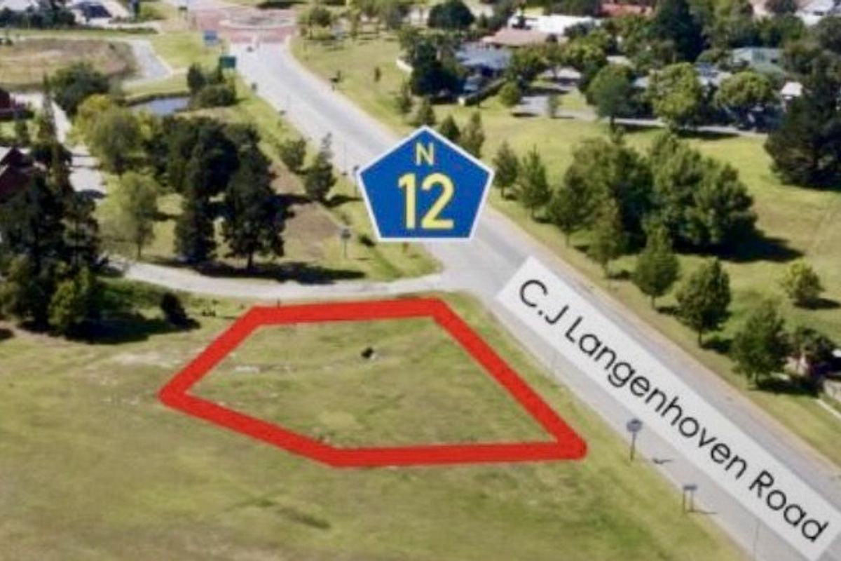 Aerial view of a vacant residential plot located near the N12 highway and C.J. Langenhoven Road.