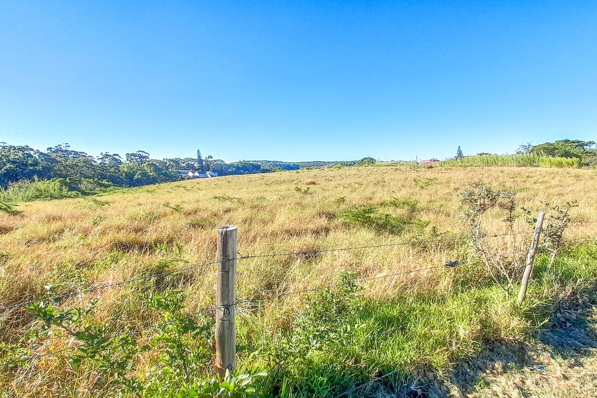 A wide-angle view of an expansive, undeveloped residential plot featuring natural grassland and perimeter wire fencing under a clear blue sky.