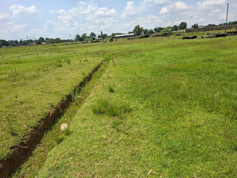 A view of the vacant residential land featuring open grassland and a drainage trench running through the property.