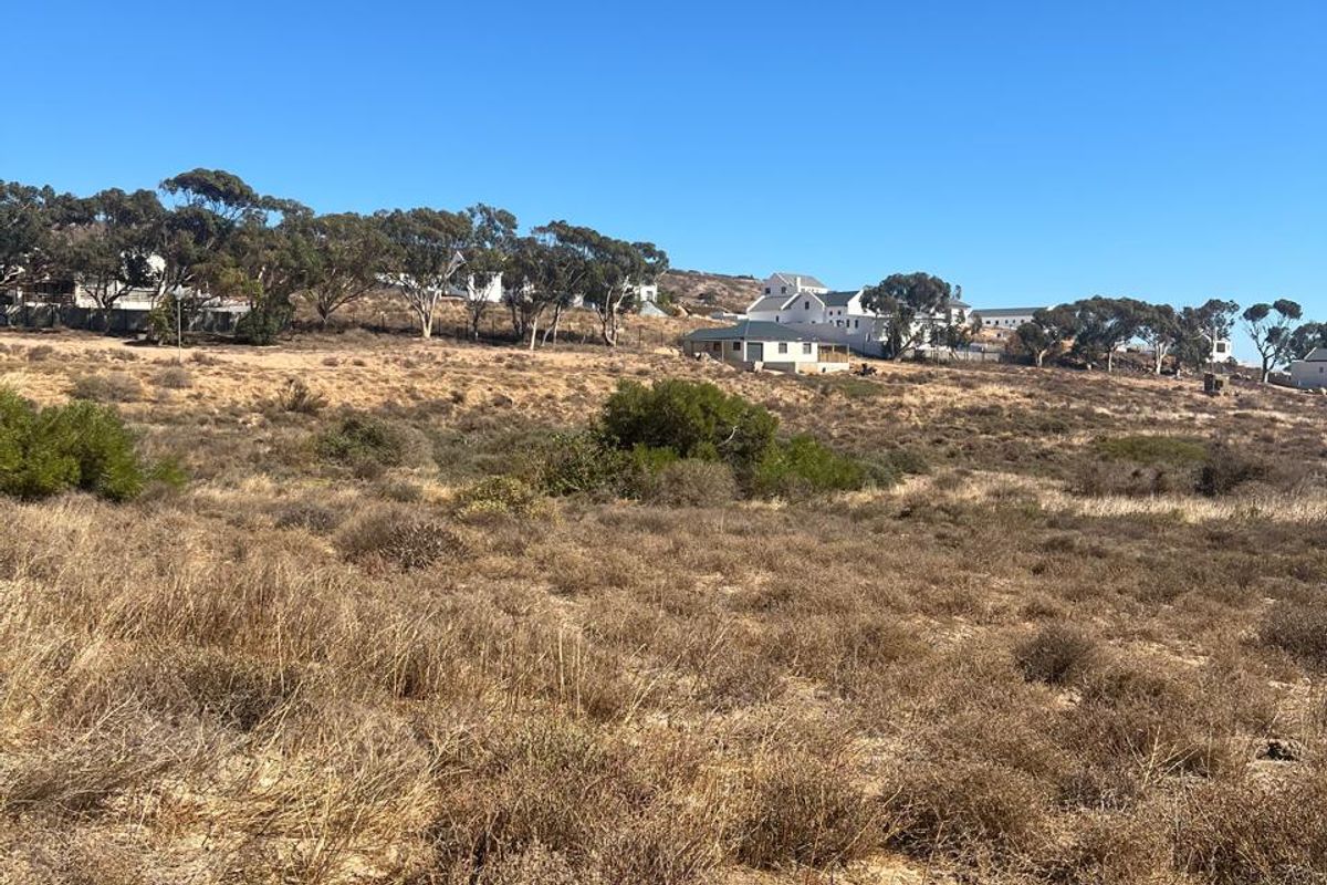 A view of the vacant residential land featuring natural dry vegetation and a gentle slope with surrounding neighborhood houses in the distance.