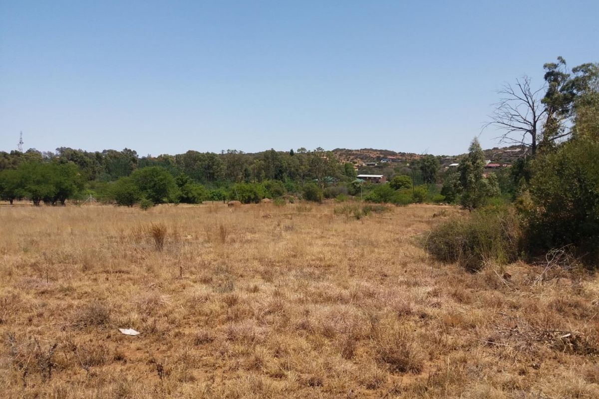 A view of an undeveloped residential plot featuring natural dry grass and surrounding trees.