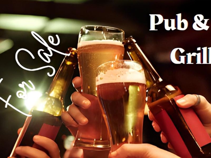 Promotional image for a pub and grill business for sale.