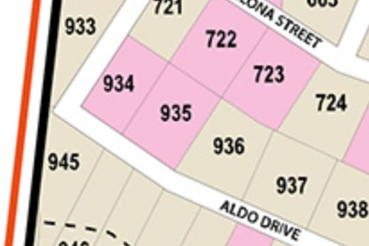 A cadastral map or site plan showing the layout of residential plots along Ilona Street and Aldo Drive.