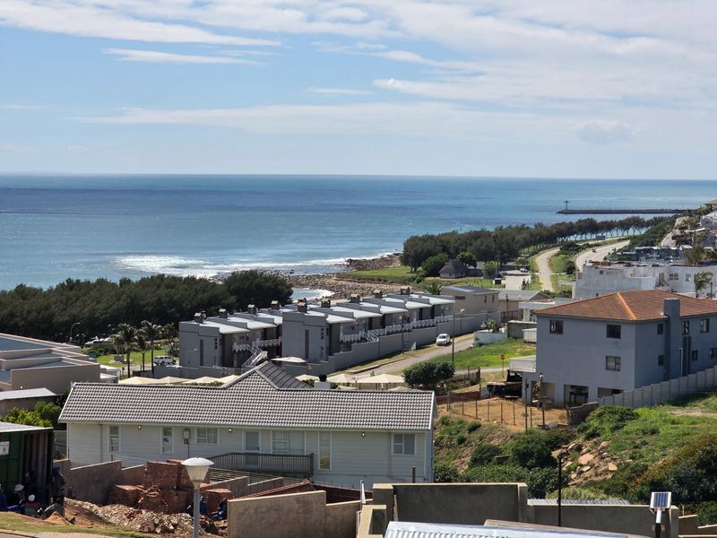 Elevated coastal view overlooking the surrounding residential neighbourhood, coastline, and ocean horizon.